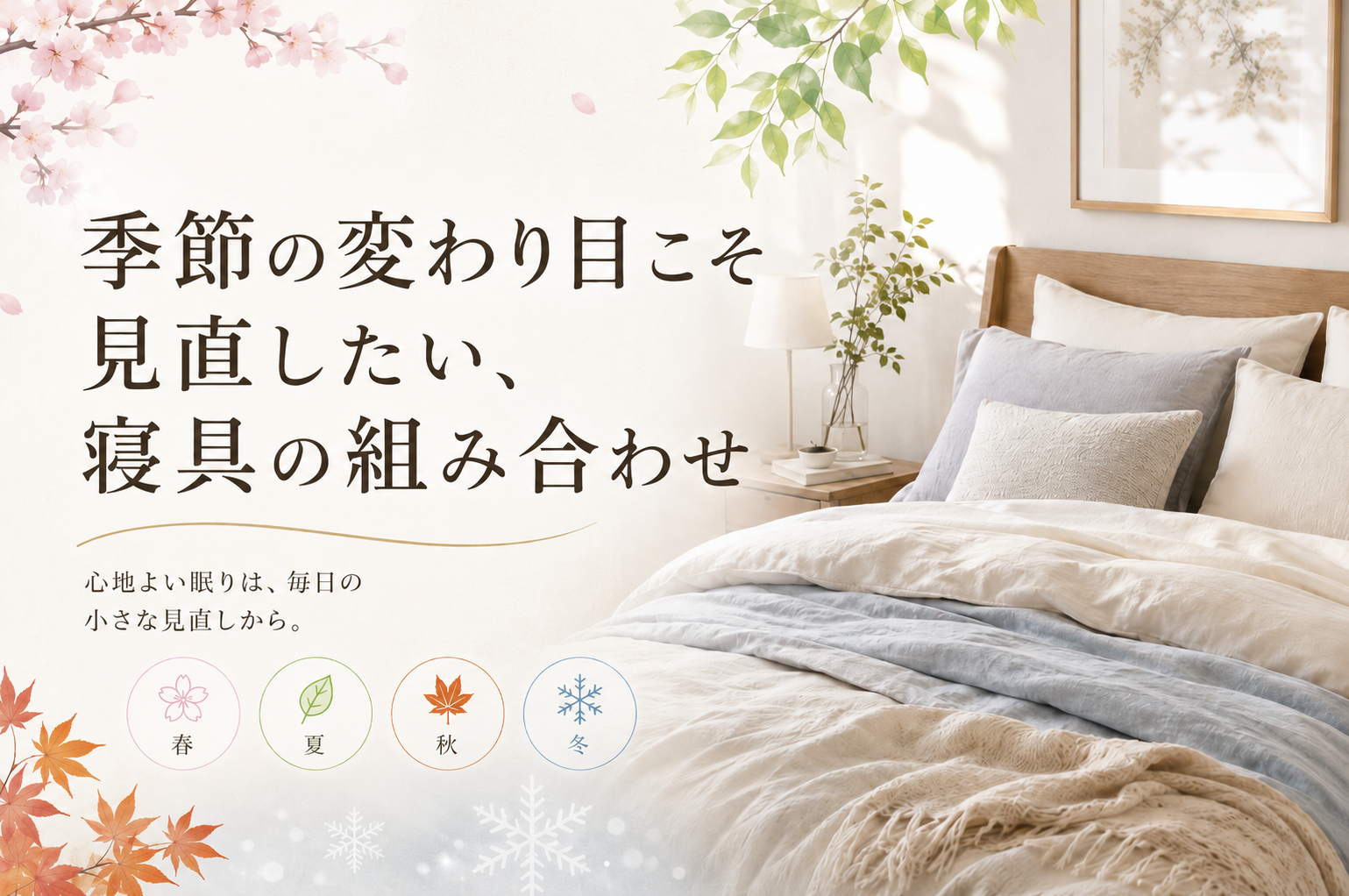 季節の変わり目こそ見直したい、寝具の組み合わせ