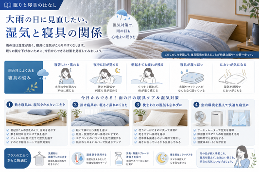 大雨の日に見直したい、湿気と寝具の関係