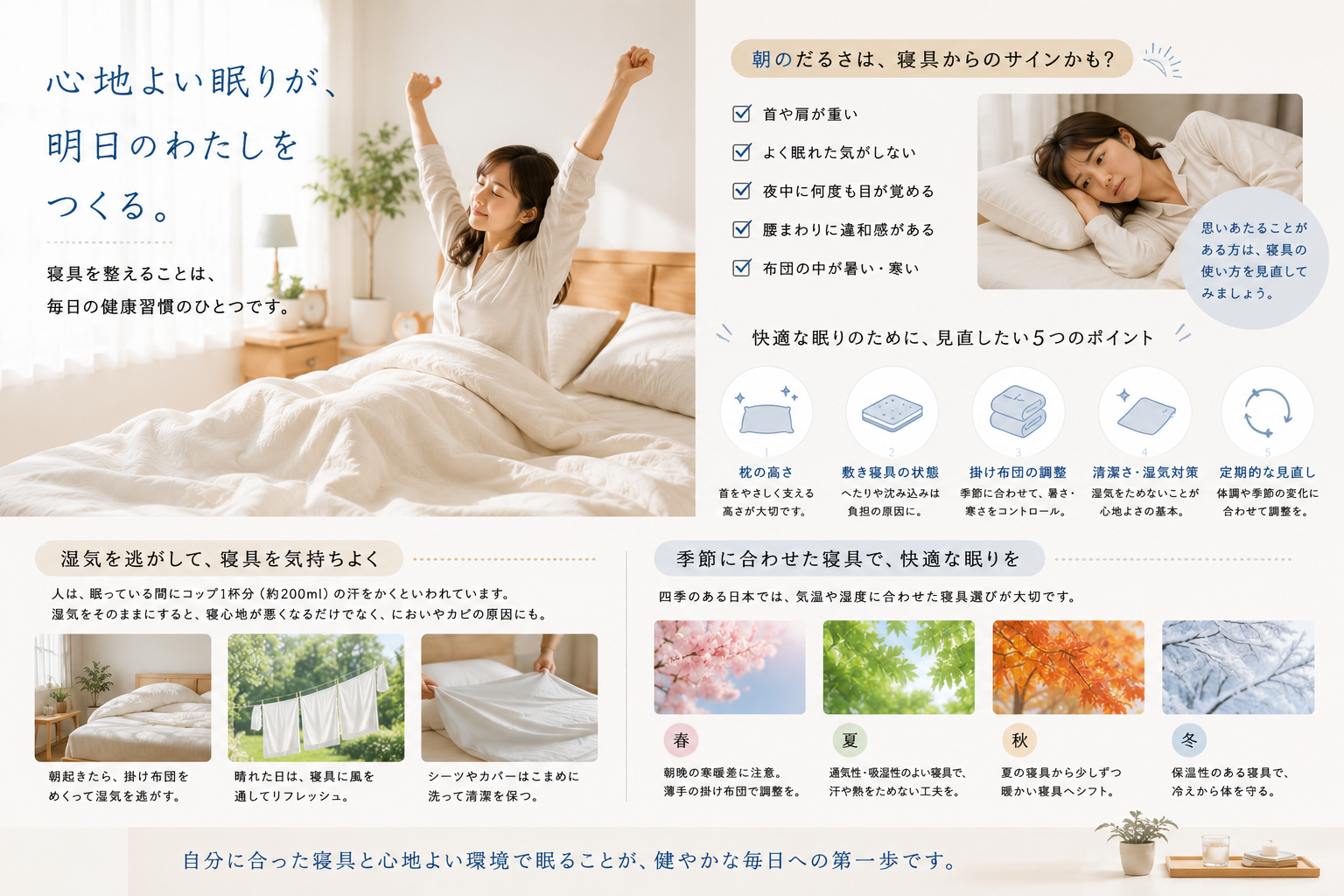 朝のだるさを感じたら、寝具の「使い方」を見直してみませんか