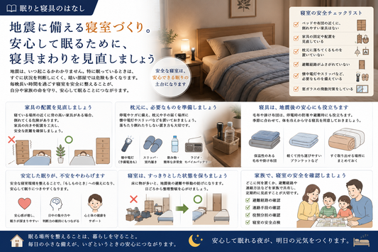 地震に備える寝室づくり。安心して眠るために、寝具まわりを見直しましょう