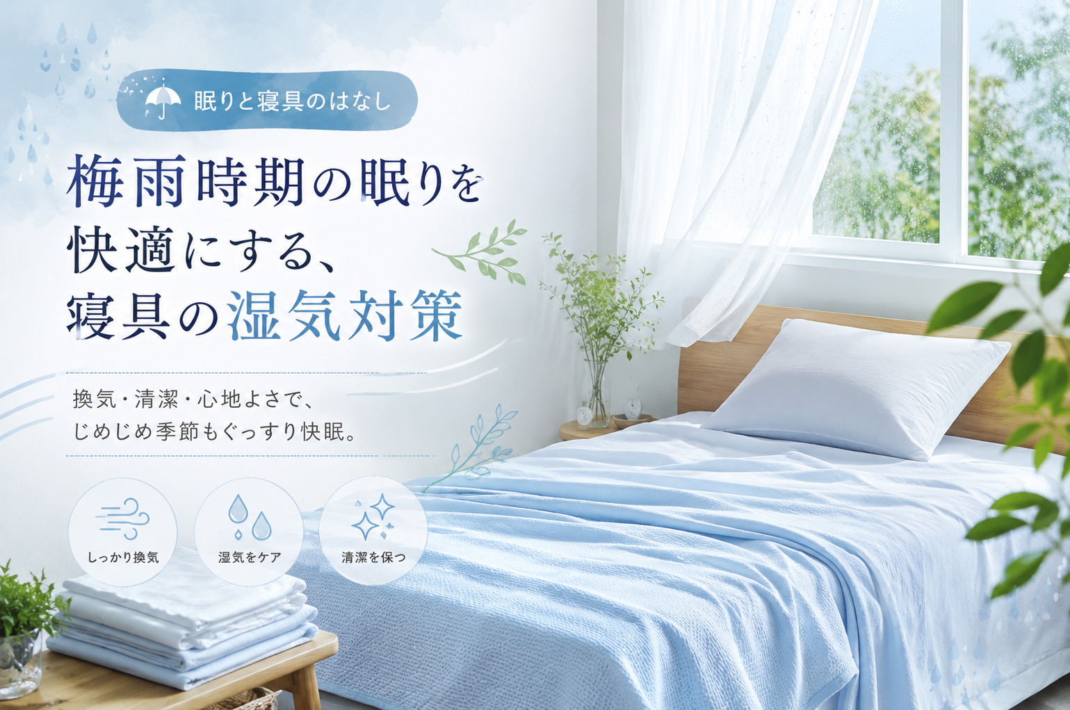梅雨時期の眠りを快適にする、寝具の湿気対策