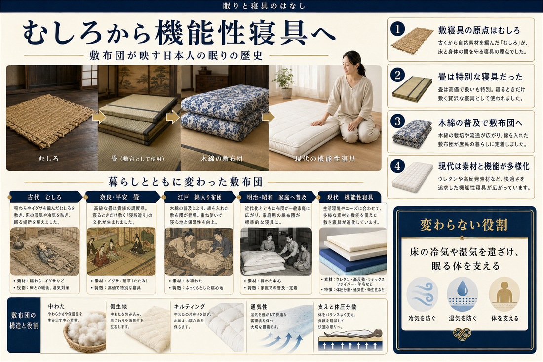 むしろから機能性寝具へ―敷布団が映す日本人の眠りの歴史