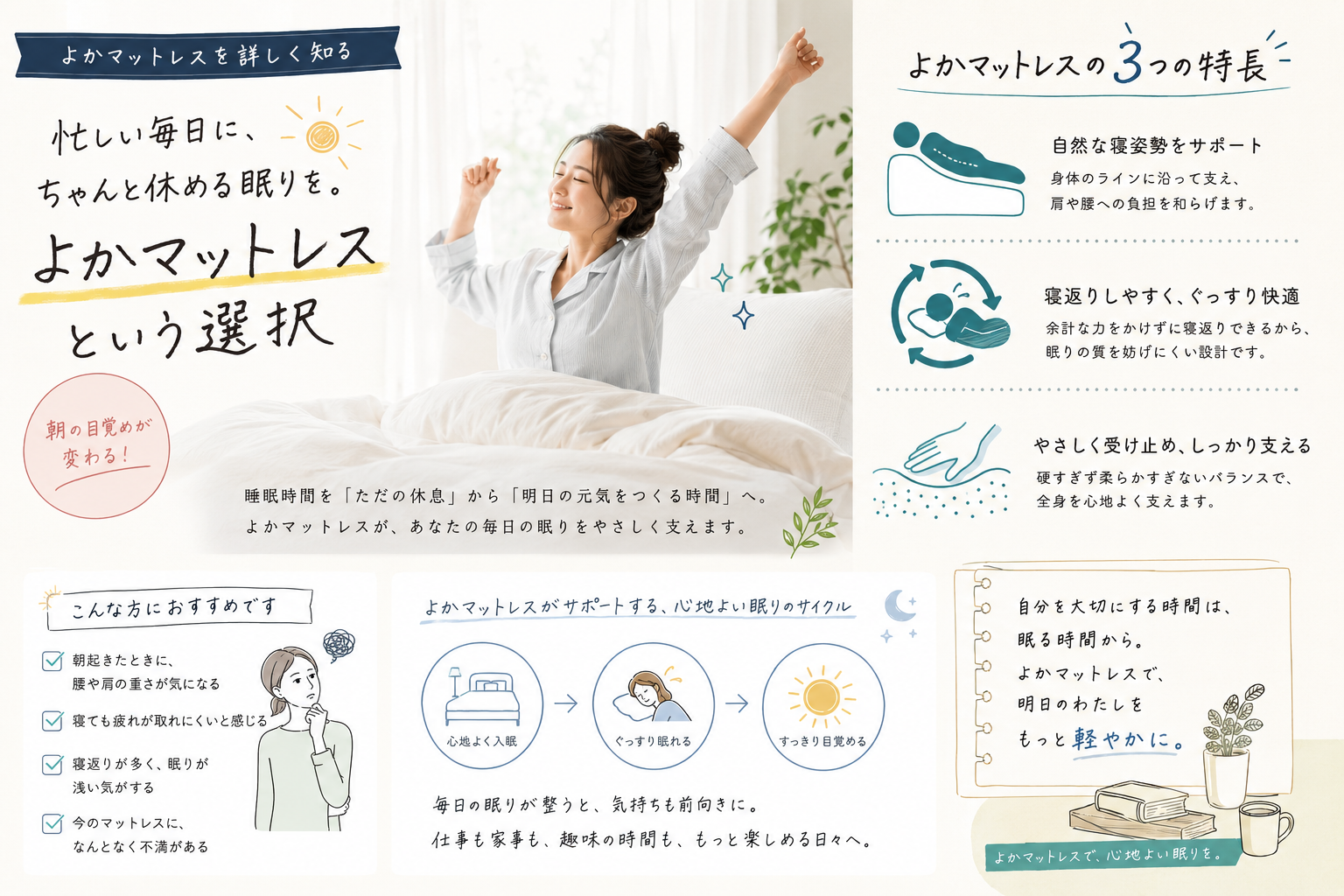 忙しい毎日に、ちゃんと休める眠りを。よかマットレスという選択
