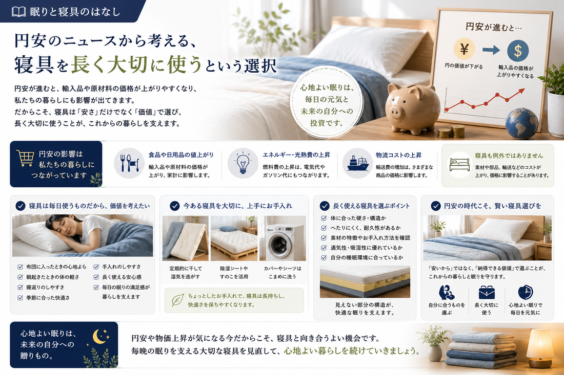 円安のニュースから考える、寝具を長く大切に使うという選択